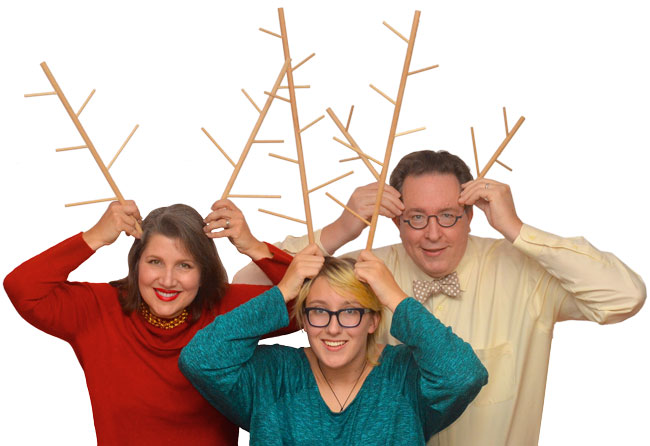 A man with plastic antlers.